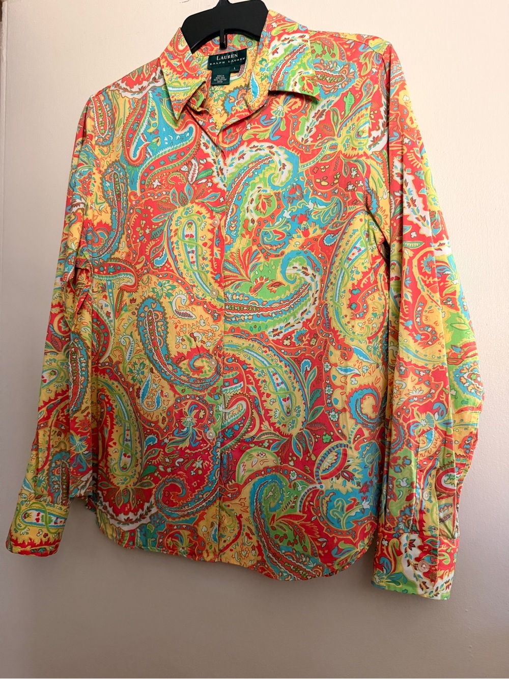 Lauren Ralph Lauren Vintage Ladies Multicolor Paisley Button-Up Shirt